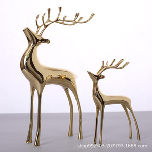 Juego de Figuras de Ciervos de Bronce, Decoración de Cobre para el Hogar, Adorno para Sala de Estar o Entrada, Regalo de Inauguración, Diseño Escénico - Product Image 5
