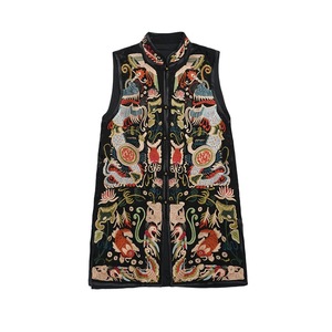 National Flower Embroidery Vest Stand Collar Sleeveless Jacket Tang Suit Traditional Ethnic Vintage <strong>Gilet</strong> Retro Waistcoat - Product Image 3