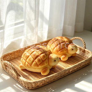 Modelo de simulación de comida de pastelería con forma de tortuga y pan de piña, de rebote lento, con rejilla y corteza dorada, para decoración de café con temática de animales adorables - Product Image 1