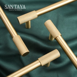 Poignées de meubles en laiton Santaya, motif croisé diamanté, boutons dorés, pour armoires et placards, poignées de porte solides de luxe - Product Image 4