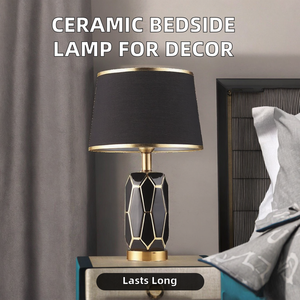 Thiết kế hiện đại đèn bàn gốm với vải bóng đèn cạnh giường ngủ cho trang trí nội thất linh hoạt E26 bóng đèn cơ sở AC cung cấp điện - Product Image 2