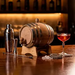 Barril de Madera de Roble de 1 Litro con Aro Galvanizado Marrón para Almacenamiento de Licores, Barril de Madera para Envasado de Alimentos y Bebidas - Product Image 5