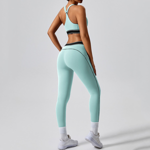 Femmes haut soutien taille <span class=keywords><strong>bande</strong></span> Fitness Leggings soutien-gorge ensemble doux Compression sans couture grande taille poche faite Spandex adultes - Product Image 6