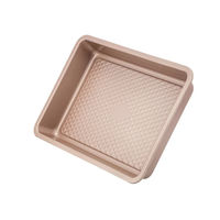 Moule à pâtisserie carré en acier au carbone antiadhésif couleur or champagne à chauffage uniforme personnalisable pour brownies et gâteaux