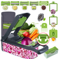 Multifunctionele handmatige plastic voedselveilige 6-in-1 fruit- en groentesnijder keukenhulpje