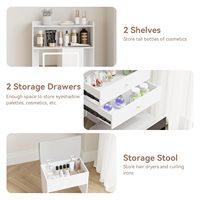 Ensemble coiffeuse multifonction LED personnalisé avec miroir, deux tiroirs et chaise – Meuble de chambre à coucher
