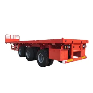 3 aks 40ft çerçeve Flatbed konteyner yarı römork için kamyonet çelik şasi konteyner kargo düşük yatak kamyon Traile