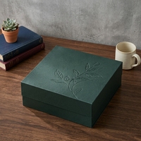 Coffret Cadeau de Luxe pour Thé avec Texture Gaufrée, Emballage Rigide Vert Premium pour Services à Thé