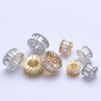Lot de 20 perles entretoises à grand trou de 6 mm en laiton plaqué or 18 carats avec micro-pavé de zircone cubique pour la fabrication de bijoux DIY (bracelets, colliers)
