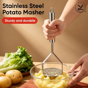 Heavy Duty Stainless Steel Metal Potato Masher Ergonomic Integrated Handle Manual Vegetable <b>Fruit</b> Ricer - Product Image 1