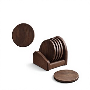 Wooden <b>Round</b> Contemporary Eco-Friendly Drink Mat Coasters 33cm Diameter for <b>Coffee</b> Dining <b>Tables</b> and Office - Product Image 1