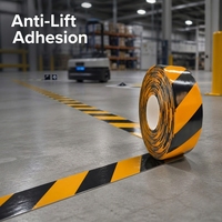 Ruban de marquage de sécurité pour sols, 1,1 mm, haute résistance, film adhésif en PVC, bande de guidage et d'avertissement pour AGV, pour entrepôt