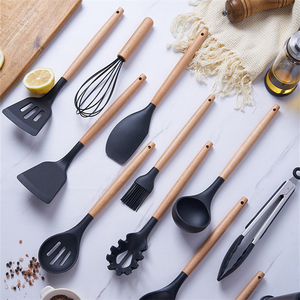 19 Piece Set Premium <b>Silicone</b> Utensils Stainless Steel Coated Knives Set Kitchen Stuff Set Cooking <b>Tool</b> Accessories With Holder - Product Image 3