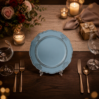 Assiettes de Présentation en Plastique Style Rétro Écologiques Peintes à la Main Design Américain pour Mariage Décoration Bleue Élégante Vente en Gros Direct Usine