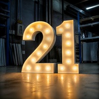 Numéro géant LED lumineux de 1,2 m (4 pieds) - Chiffre 21 - Blanc chaud - Autoportant - Décoration de toile de fond pour fête d'anniversaire