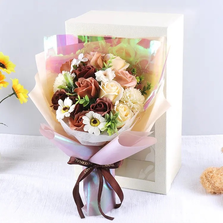 Новый стиль Высококачественная подарочная коробка мыло розы три цвета букет розы подарок на день Святого Валентина