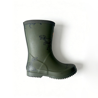 Bottes de pluie pour enfants à motif dinosaure vert armée, bottes mi-mollet résistantes à l'usure pour les jeux en jardin