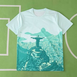 Maillot <span class=keywords><strong>de</strong></span> football d'été édition spéciale Brésil Jesus noir et gris pour adultes et enfants, séchage rapide, 100% respirant pour l'extérieur - Product Image 3
