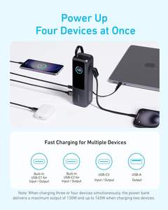 <span class=keywords><strong>Batterie</strong></span> externe Anker Portable 165W 25000mAh avec 3 ports, écran intelligent, charge rapide et câbles intégrés pour deux ordinateurs portables - Product Image 3