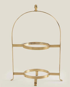 Unique Design Metal Brass Cake <b>Stand</b> 2 Tier Round <b>Cupcake</b> <b>Stand</b> For Decoration Fruit Dessert Server <b>Stand</b> With Marble Platter - Product Image 3