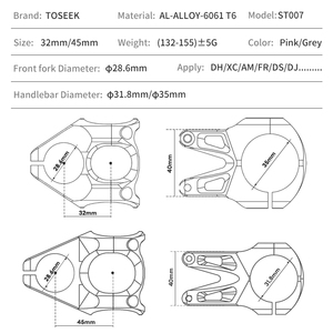 สเต็<span class=keywords><strong>ม</strong></span>จักรยานอะลูมิเนียมอัลลอย TOSEEK T6 DH Ultralight MTB แบบสั้น ขนาด 31.8 <span class=keywords><strong>ม</strong></span><span class=keywords><strong>ม</strong></span>. 28.6 <span class=keywords><strong>ม</strong></span><span class=keywords><strong>ม</strong></span>. พร้อ<span class=keywords><strong>ม</strong></span>แคลมป์ยึดตะเกียบ 36-45 <span class=keywords><strong>ม</strong></span><span class=keywords><strong>ม</strong></span>. ความสูงแฮนด์ 36-45 <span class=keywords><strong>ม</strong></span><span class=keywords><strong>ม</strong></span>. - Product Image 4