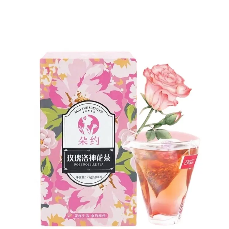 Duo Yue imballaggio individuale 12 bustine di fiori di ibisco essiccato tè fragrans osmanthus rose roselle sacchetto di tè profumato