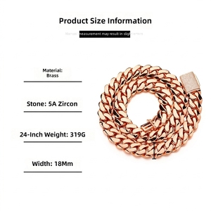 Chaîne cubaine Miami robuste plaquée or <span class=keywords><strong>rose</strong></span> en laiton massif avec zircone cubique pour homme, idéale pour les occasions festives - Product Image 2