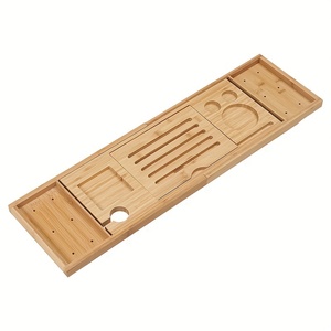Bamboo Expandable Foldable Bathtub Rack Caddy <strong>Bath</strong> <strong>Table</strong> with Book Phone Holder Rack Bathroom Storage Rack for Suitable Bathtubs - Product Image 6