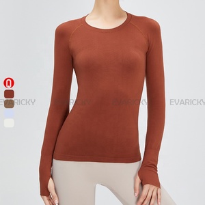 Haute qualité femmes à manches longues chemises de gymnastique douceur peau ami Yoga haut Fitness entraînement vêtements équestres femmes sweats - Product Image 1
