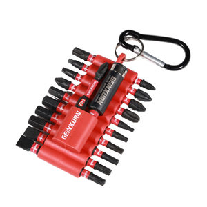 GEINXURN Jeu de douilles à percussion portables 22 pièces PH1 2 3 T20 T25 SQ2 SL # 8 tournevis hexagonaux, outils à main, étui rigide, OEM, 1 an - Product Image 1
