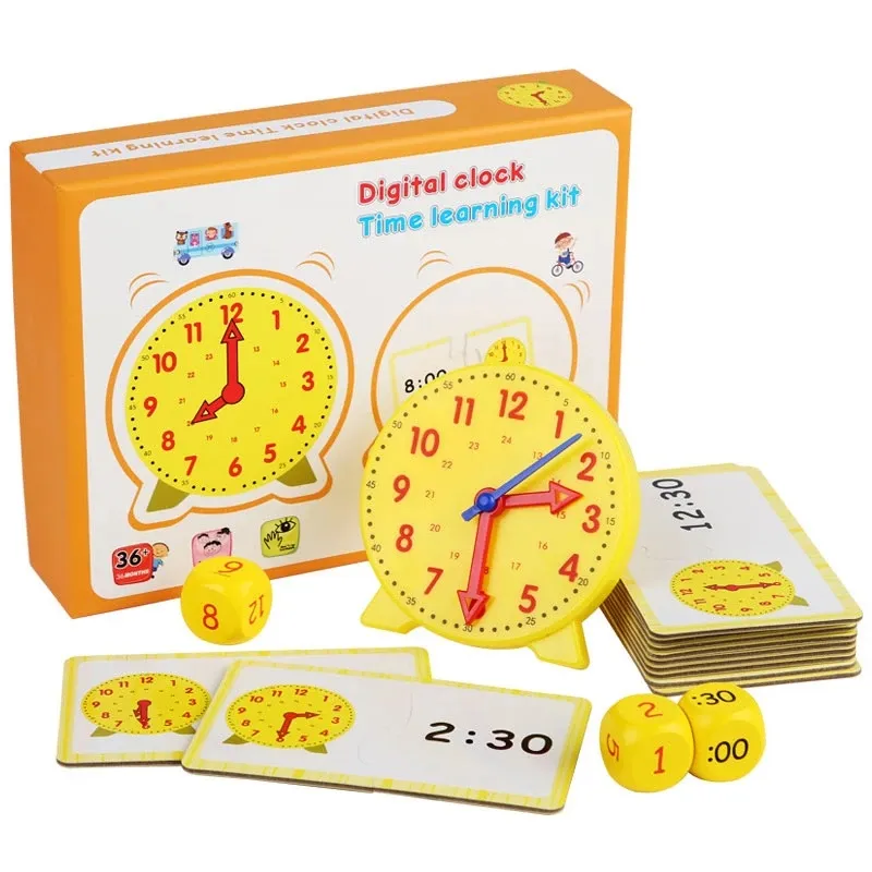 Puzle de juego de tiempo para preescolar, reloj de aprendizaje táctil, kit de tiempo de aprendizaje, conjunto de actividades