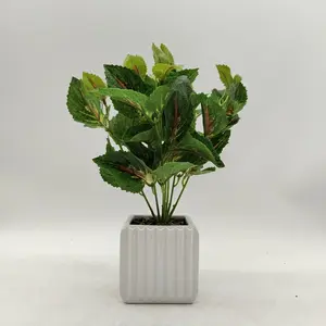 Горячая распродажа, оптовая продажа с фабрики, глазурованное керамическое искусственное растение с зелеными листьями для украшения пола и садового искусства