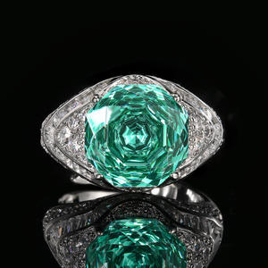 Bijoux de mode écologiques en cuivre, coupe rose, 12 mm, zircone cubique rouge orangé, bagues élégantes pour femmes, port quotidien raffiné - Product Image 3