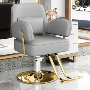 Chaise de coiffure de salon de beauté Zxm de luxe en acier inoxydable avec base dorée, cadre métallique, pour la coupe de cheveux - Product Image 1