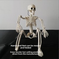 Envío Directo Transfronterizo, Esqueleto de Plástico de 40 cm Estilo Europeo para Halloween, Colgante de Calavera Humana, Articulado y Fácil de Montar