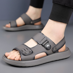 Men's Summer Outdoor Steel Toe Arch Support <b>Sandals</b> PU Leather Upper Lightweight Cushioning Beach Walking Casual Open Toe <b>Sandal</b> - Product Image 3