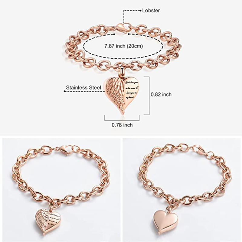 Bracciale Portaceneri Commemorativo A Farfalla Con Cristallo – In Acciaio Inox 316L, 20 Cm, Per Ceneri Funebri O Ricordi - 4