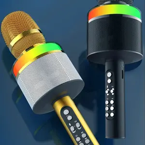 Wholesale Microphone Supplier S-088 Wireless Speaker Microphone Mic for Karaoke with Colorful Lights for Family Party Festival