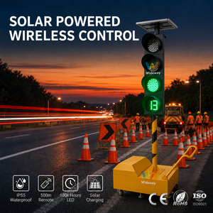 Semáforo Portátil de 200 mm con Energía <span class=keywords><strong>Solar</strong></span>, IP55, Control Remoto Inalámbrico, Señal de Seguridad para Construcción de Carreteras - Product Image 1