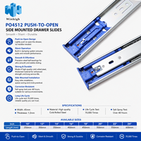 Usine Hotsale 45mm extension complète pousser pour ouvrir les rails coulissants télescopiques pour pousser et fermer les tiroirs