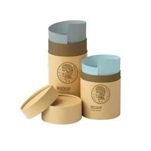 Empaquetado de cilindro de té de grado alimenticio biodegradable maqueta de tubo de papel Kraft personalizado