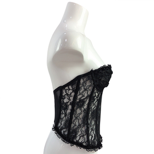 Gros Femmes noir Sans Bretelles Matures Haut Corset Dentelle Volants Bustier Armatures Sexy Crop Top <span class=keywords><strong>Lingerie</strong></span> - Product Image 3