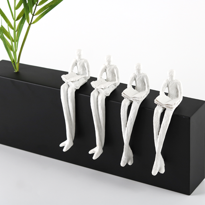 Best Selling Custom Art 5 People Reading Books Ornament Resin Desktop