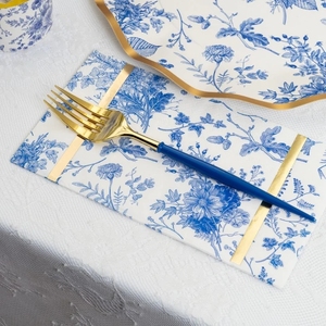 Ensemble de vaisselle jetable DAMAI sur le thème floral bleu pour fête, assiettes en papier, serviettes, gobelets, ensembles d'assiettes en papier, vaisselle - Product Image 4