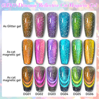 LILYCUTE 7ml Gel Magnétique Holographique Réfléchissant Dynamique Effet Œil de Chat, Vente en Gros Usine, Vernis Gel Pailleté Disco Effet Œil de Chat pour Nail Art