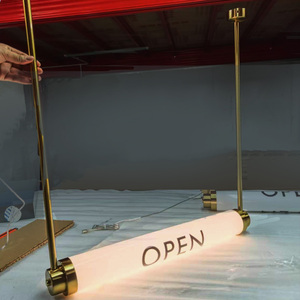 open <b>LED</b> Tube Sign Wall Mounted Brass Finish Static Text Display - Product Image 3