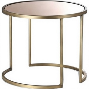Mesa de Centro Moderna Hecha a Mano de Hierro con Tapa de Vidrio Templado, Muebles Minimalistas para Sala de Estar - Product Image 1
