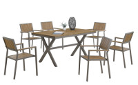 Vente en gros d'usine de meubles de jardin en plein air tous temps Offre Spéciale ensemble de table et chaise de salle à manger en bois et plastique à prix abordable