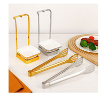 Ensemble de service de buffet de luxe 5 étoiles pour restaurant, en acier inoxydable, avec louche à soupe sur pied, pince à aliments, bol en céramique et support pour cuillères de table
