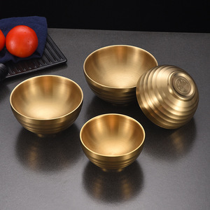 Ciotola a Doppio Strato in Acciaio Inox 304 con Design Ondulato Oro e Argento per Riso e Zuppa, Uso Domestico, Cucina e Ristorante Coreano - Product Image 4